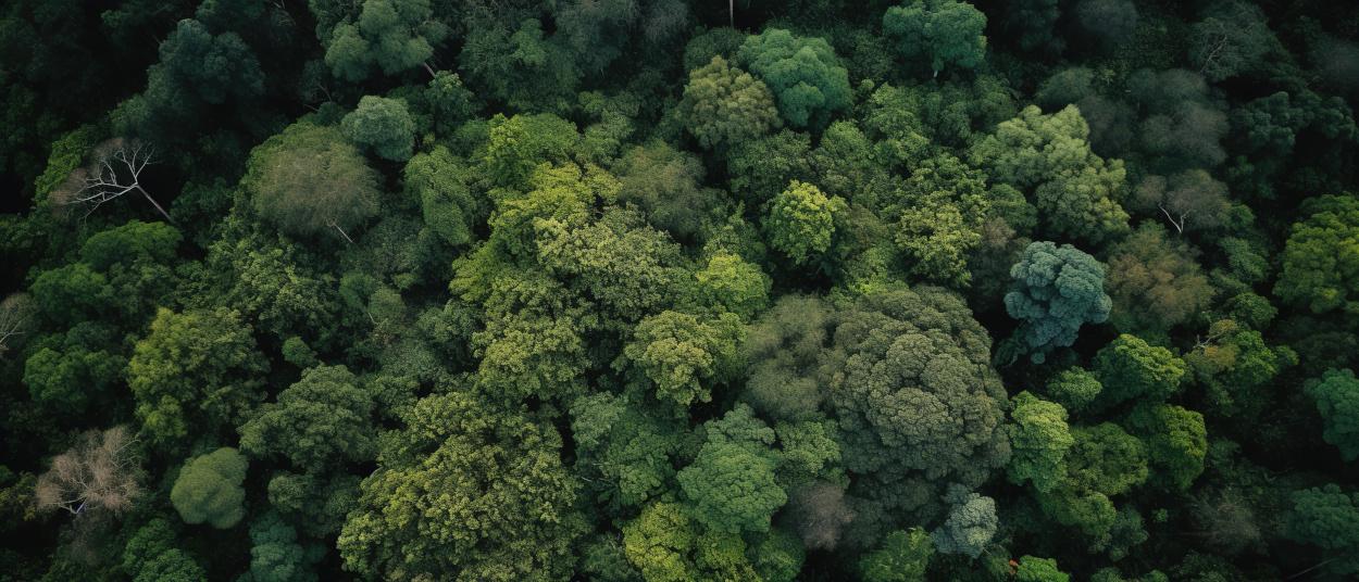 Vue aérienne d'une forêt d'arbres - canopée